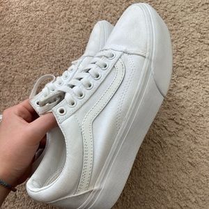 White old school platform vans